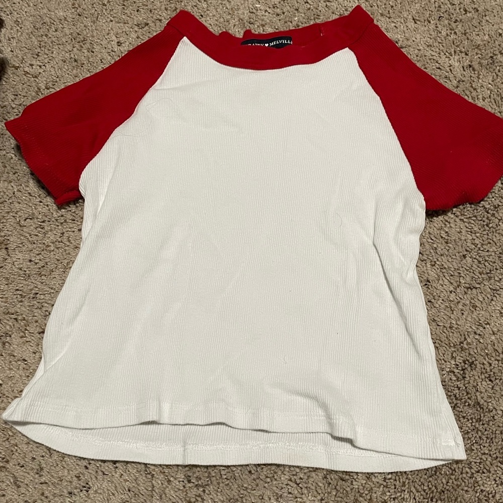 Brandy Melville Cropped Bella Ribbed Top in Red